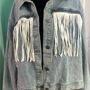Vigoss Light Blue Denim Jacket with Fringe Size XL